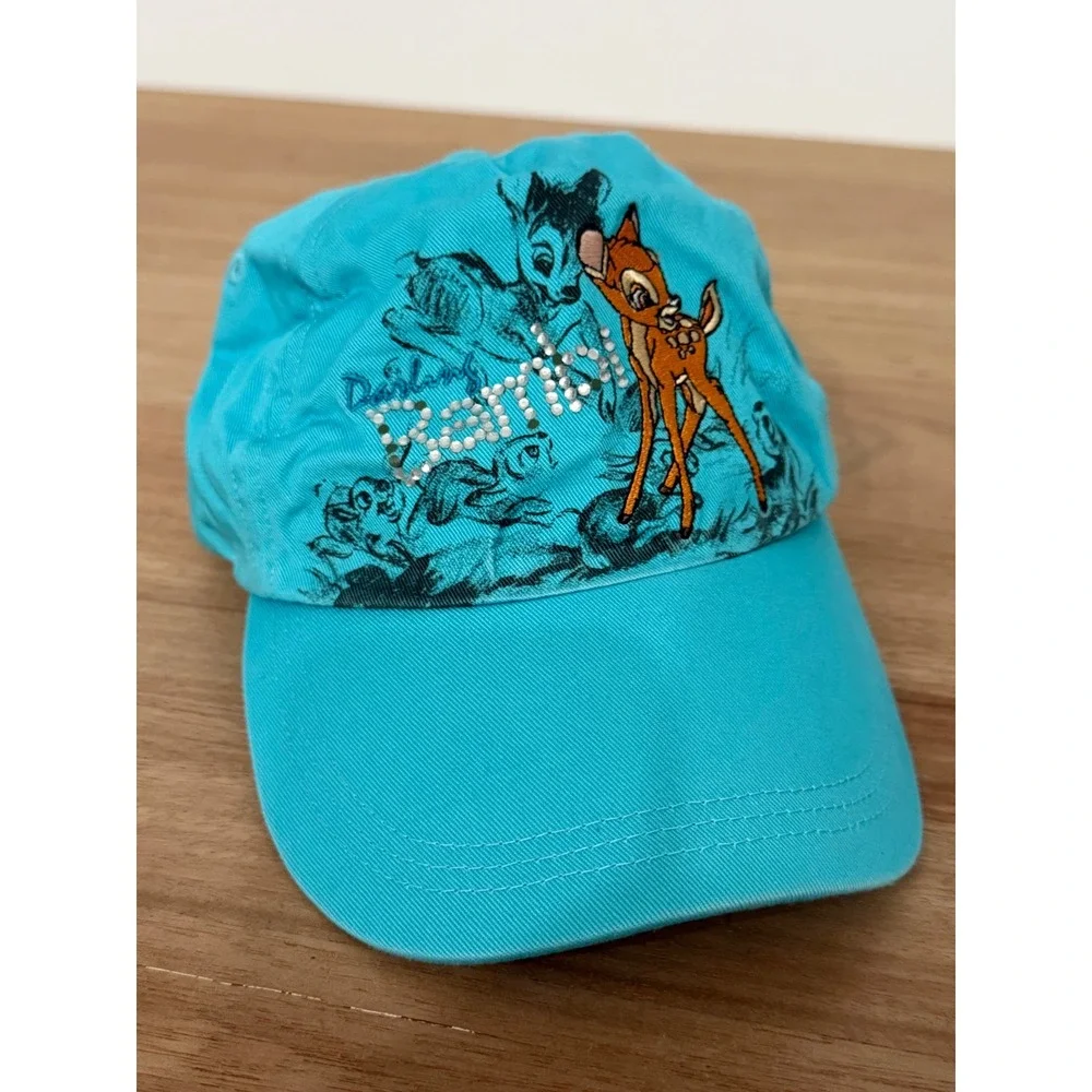 Disney Store Bambi Turquoise Blue Rhinestone Embroidered Baseball Hat Kids OSFM